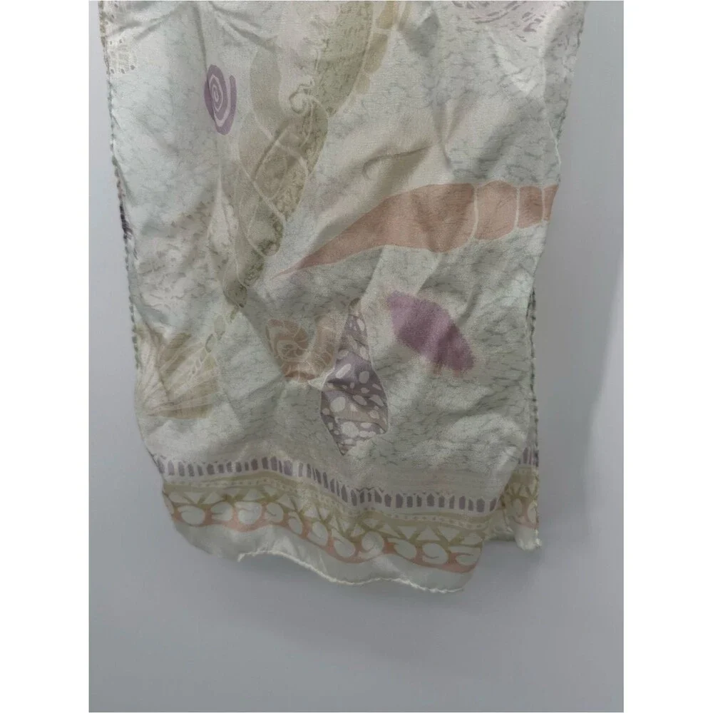 Liz Claiborne Vintage Pastel Seashell Print Scarf Beach Coastal Wrap Accessory